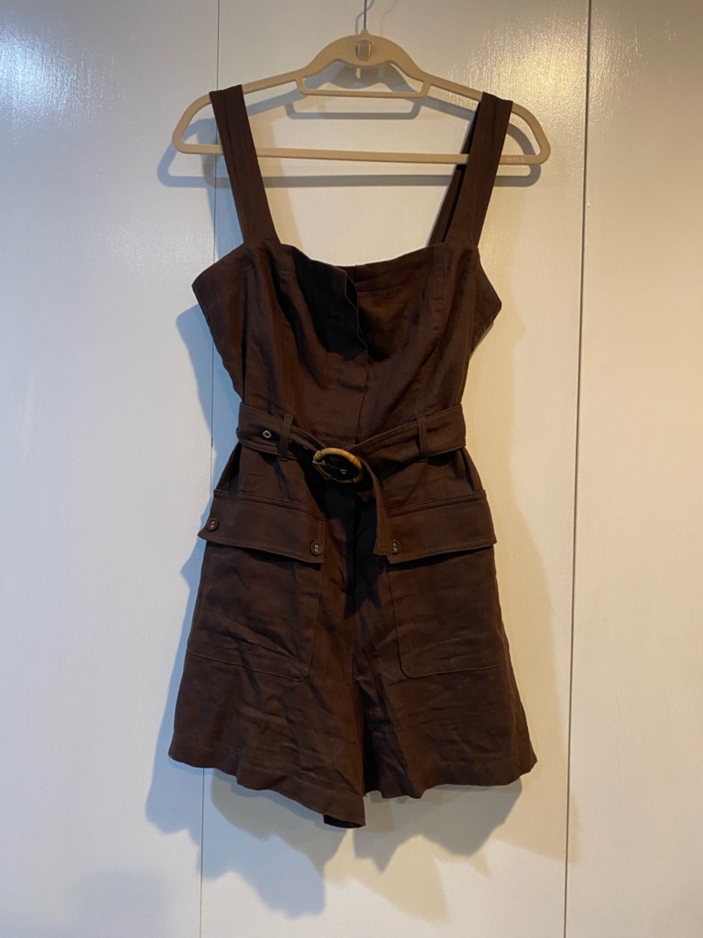 House of Harlow 1960 Brown Utility Romper with Belt